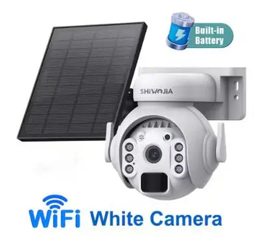 SHIWOJIA 5MP 4G SIM Solar Security Camera Outdoor 360° PTZ Wifi Wireless Surveillance Camera PIR Motion Detection Two-Way Audio