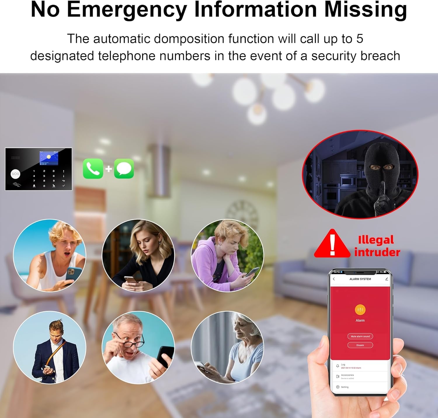 Home Security Systems, Compatible with Google Home and Alexa Wireless Security System, Motion Detector, Anti-Theft Kit with Siren, Sensor Ports Protect Your Office (Smart Life & Tuya)