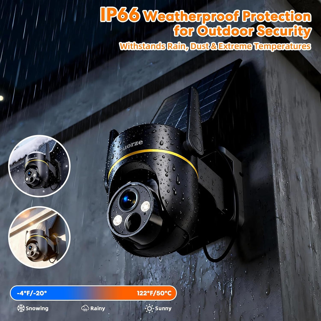 Lybuorz Solar Powered Outdoor Wireless Security Camera, 4MP HD PTZ Camera W/ Full Color Night Vision, 2.4/5Ghz Wifi, AI Motion Detection, Siren Alarm, 2-Way Audio, Work W/Alexa, Waterproof,4.92*4*4.52