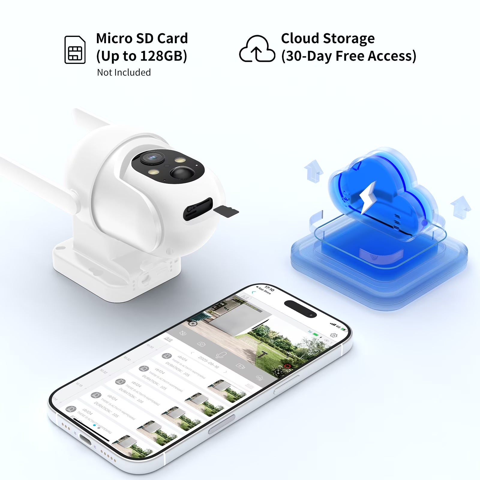 4G LTE Cellular Solar Security Camera Outdoor, 2K PTZ Wireless Security Camera with SIM Card, No Wifi Needed, AI Human Detection, Color Night Vision, 360° View