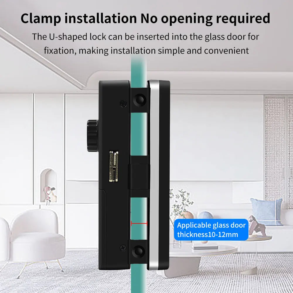Tuya Smart Fingerprint Lock Bluetooth Smart Sliding Glass Door Biometric Electronic Digit Door Card Hook Lock App Remote Unlock
