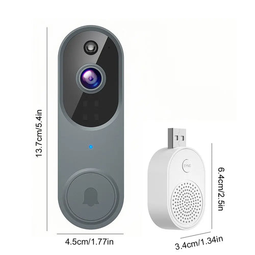 1080P Smart Video Doorbell Camera Wireless Wi-Fi Video Safedoorbell AI Motion Detection Night Vision Two-Way Audio Camera Chime