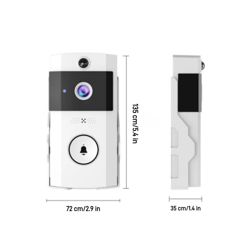 Solar Wireless Smart Video Doorbell HD Security Camera with Rain Cover Weatherproof Outdoor Two-Way Talk Voice Changer Wifi Door