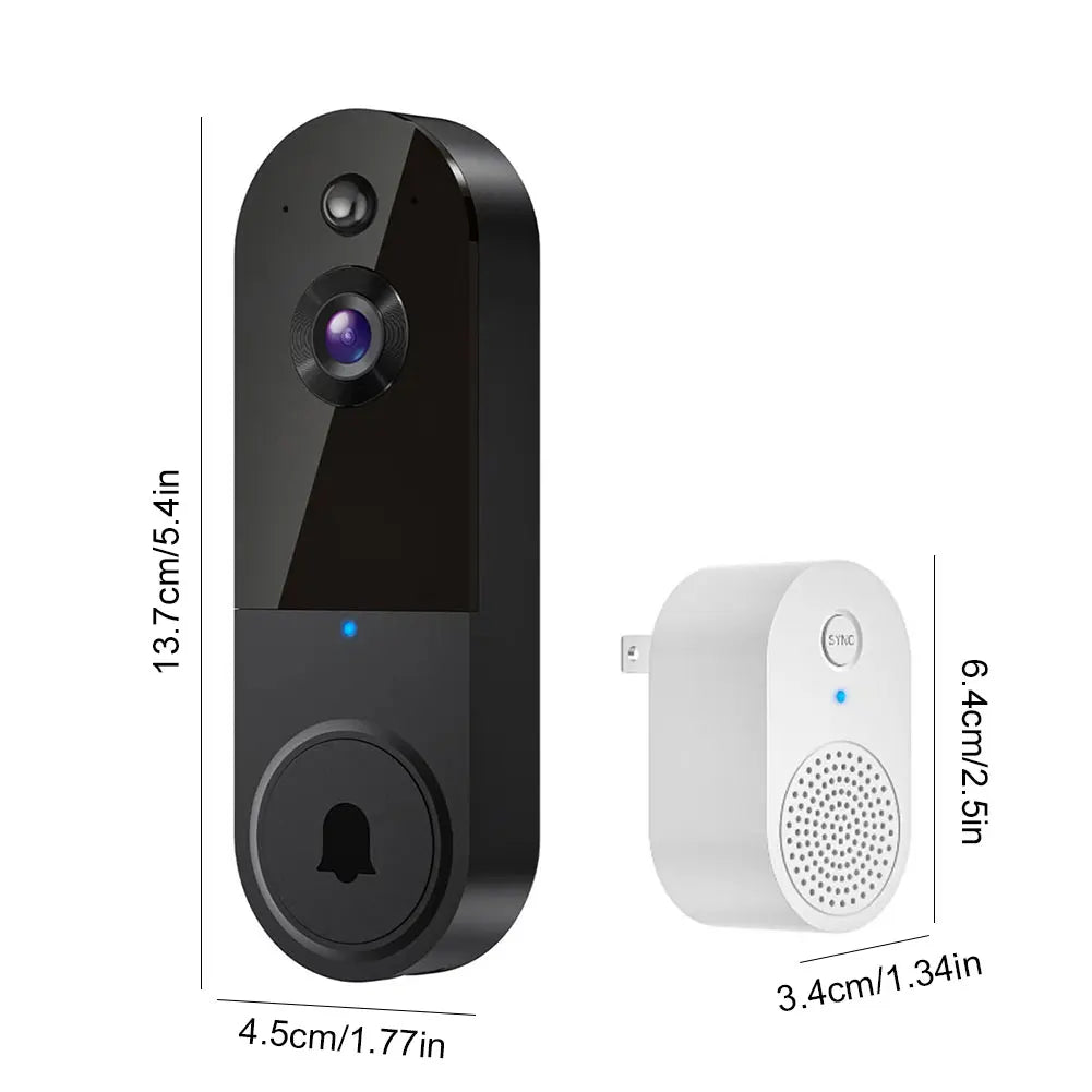1080P Smart Video Doorbell Camera Wireless Wi-Fi Video Safedoorbell AI Motion Detection Night Vision Two-Way Audio Camera Chime