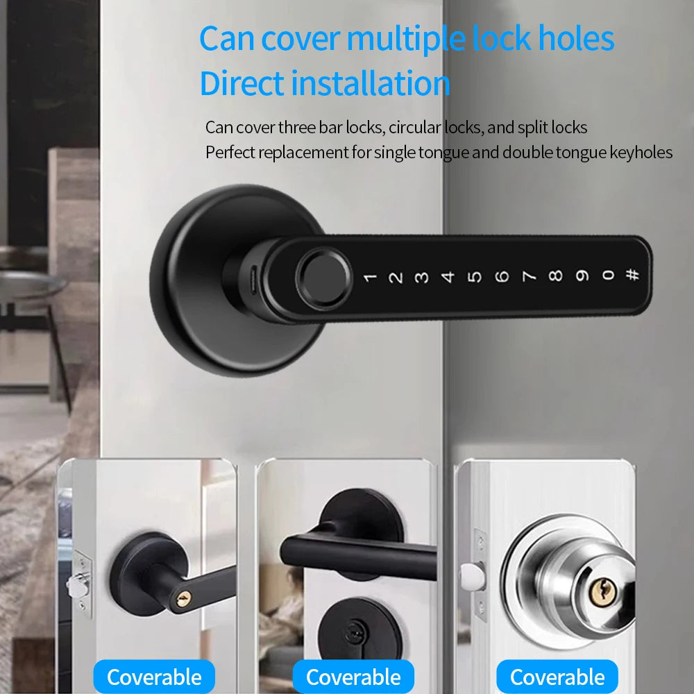Ttlock/Tuya APP Smart Fingerprint Lock Password Code Door Lock Bluetooth Biometric Fingerprint Lock Electronic Handle Lock