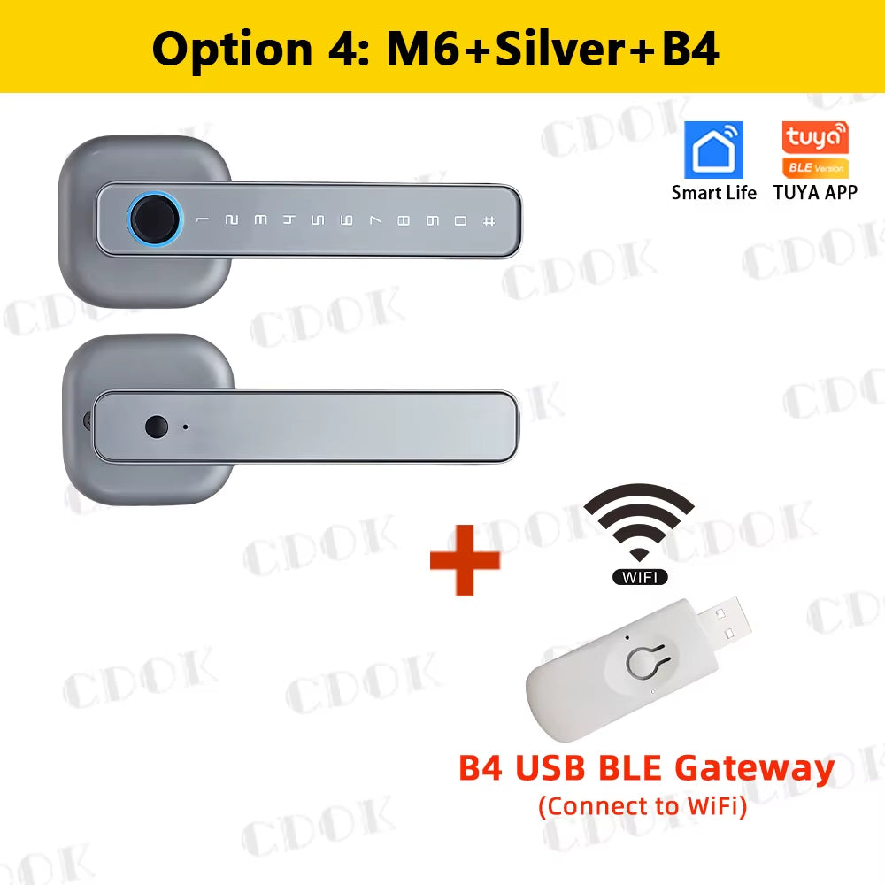2025 New M6 Tuya Bluetooth Smart Lock, Door Lock, Fingerprint Lock, Password Lock, Multiple Unlocking Methods