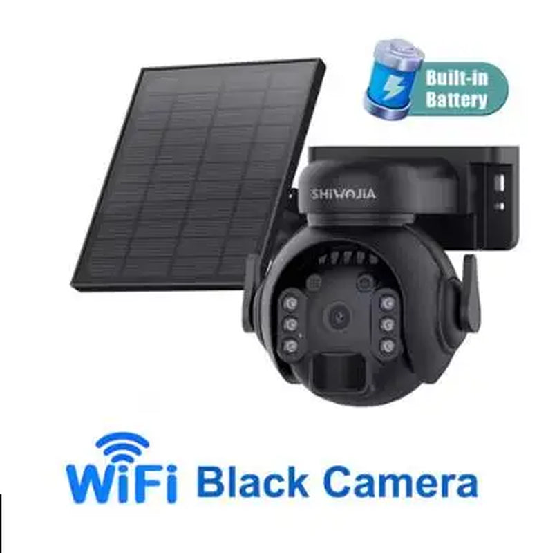 SHIWOJIA 5MP 4G SIM Solar Security Camera Outdoor 360° PTZ Wifi Wireless Surveillance Camera PIR Motion Detection Two-Way Audio
