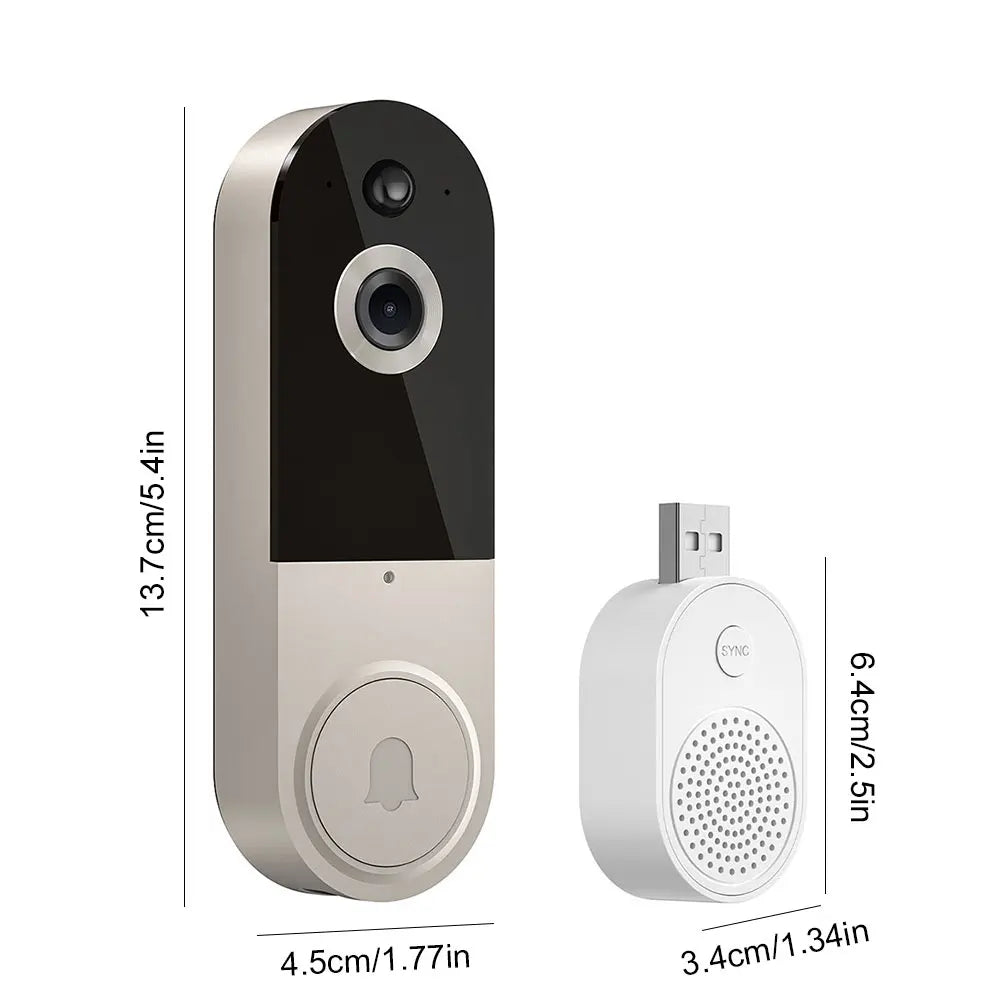 1080P Smart Video Doorbell Camera Wireless Wi-Fi Video Safedoorbell AI Motion Detection Night Vision Two-Way Audio Camera Chime