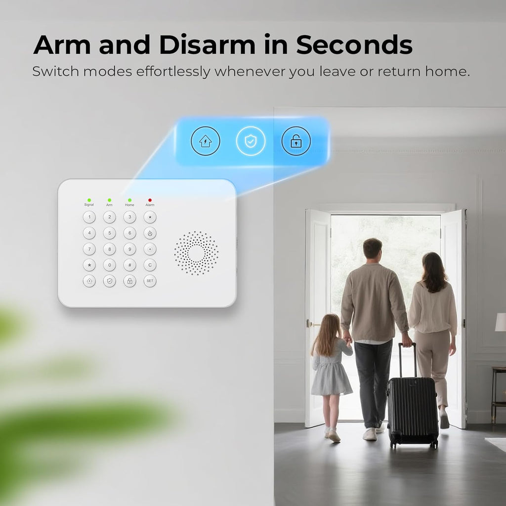 Wireless Home Security System Wifi/4G Home Alarm System with Phone APP Alert | Voice Control | No Subscription Fees | 24/7 Monitoring | Alexa Compatible
