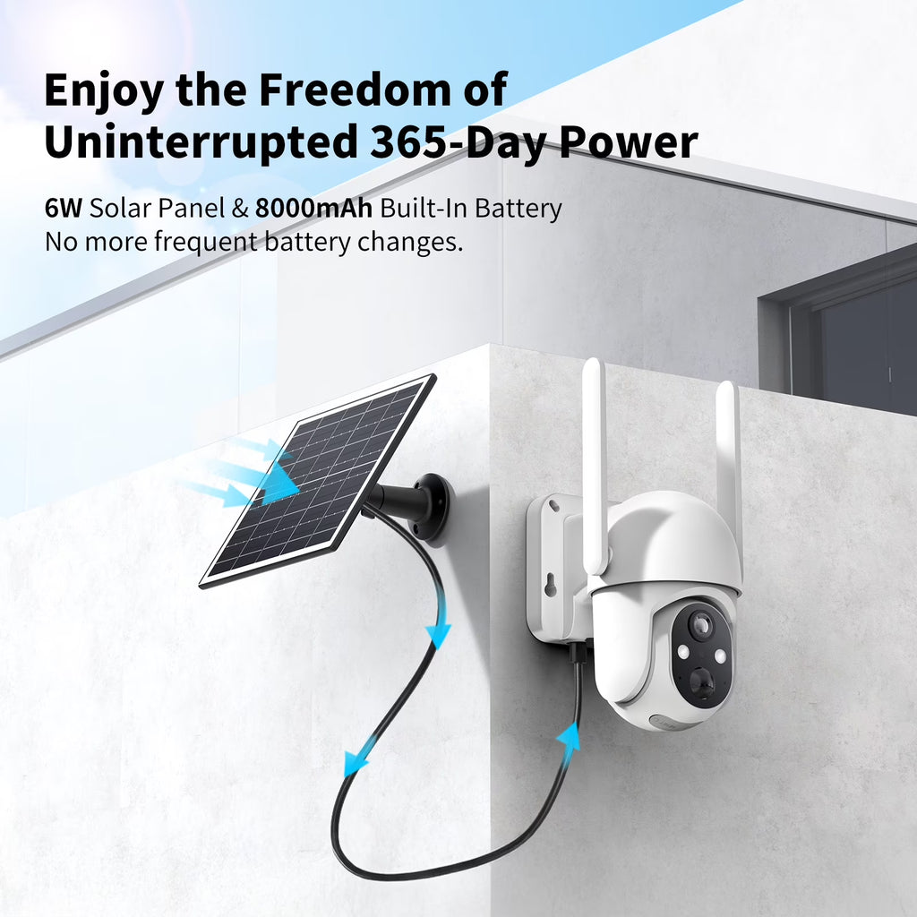 4G LTE Cellular Solar Security Camera Outdoor, 2K PTZ Wireless Security Camera with SIM Card, No Wifi Needed, AI Human Detection, Color Night Vision, 360° View