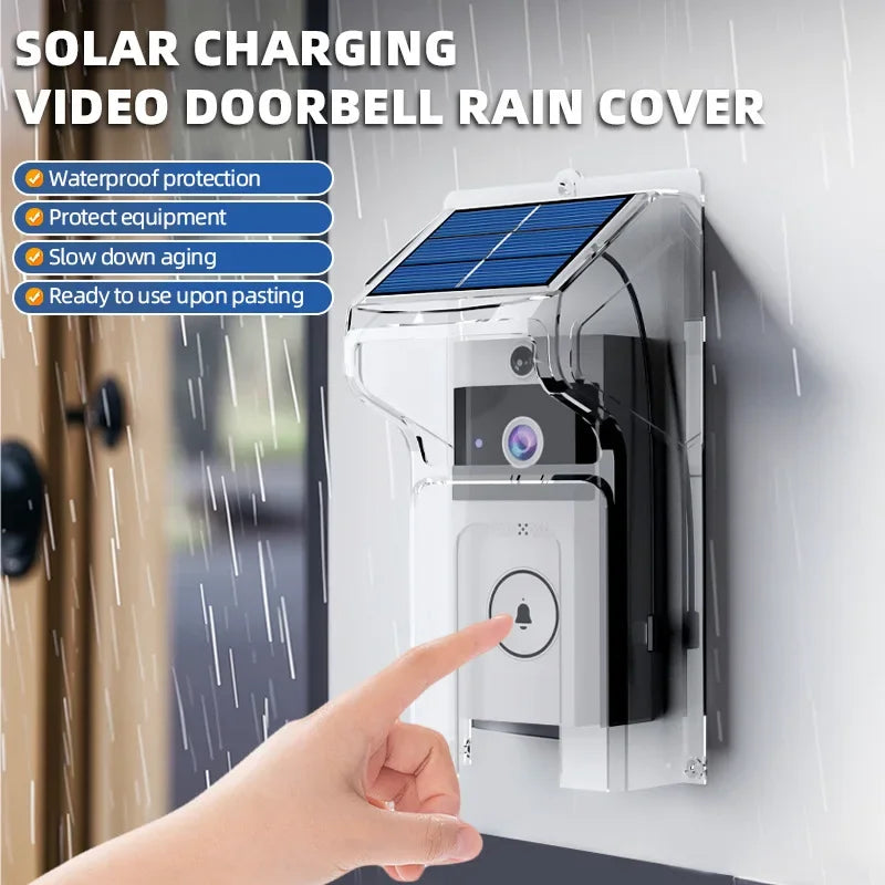 Solar Wireless Smart Video Doorbell HD Security Camera with Rain Cover Weatherproof Outdoor Two-Way Talk Voice Changer Wifi Door
