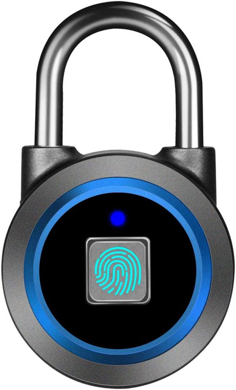 Fingerprint Padlock Gym Locker Lock, Smart Biometric Padlock Bluetooth Keyless Padlock, Rechargeable Waterproof Master Lock for Gym Locker, School Locker, Gate, Fence, Shed, Garage (Blue)
