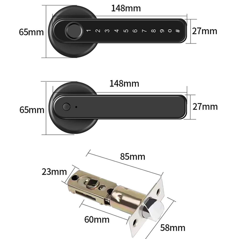 Ttlock/Tuya APP Smart Fingerprint Lock Password Code Door Lock Bluetooth Biometric Fingerprint Lock Electronic Handle Lock