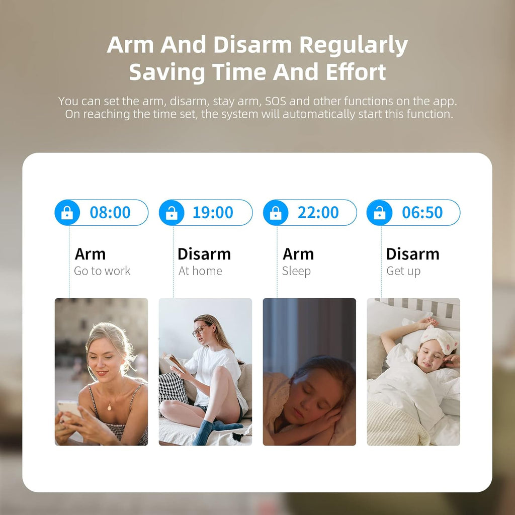 Home Security Systems for House, Wireless Home Security Alarm System, Door/Window Sensor Motion Sensors with App Alert, Wifi+Gsm 4G Home Alarm System No Subscription（103-F）