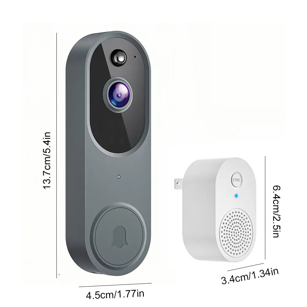 1080P Smart Video Doorbell Camera Wireless Wi-Fi Video Safedoorbell AI Motion Detection Night Vision Two-Way Audio Camera Chime