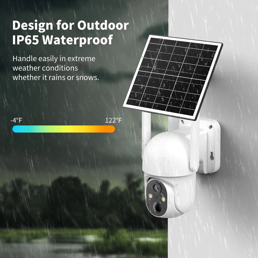 4G LTE Cellular Solar Security Camera Outdoor, 2K PTZ Wireless Security Camera with SIM Card, No Wifi Needed, AI Human Detection, Color Night Vision, 360° View