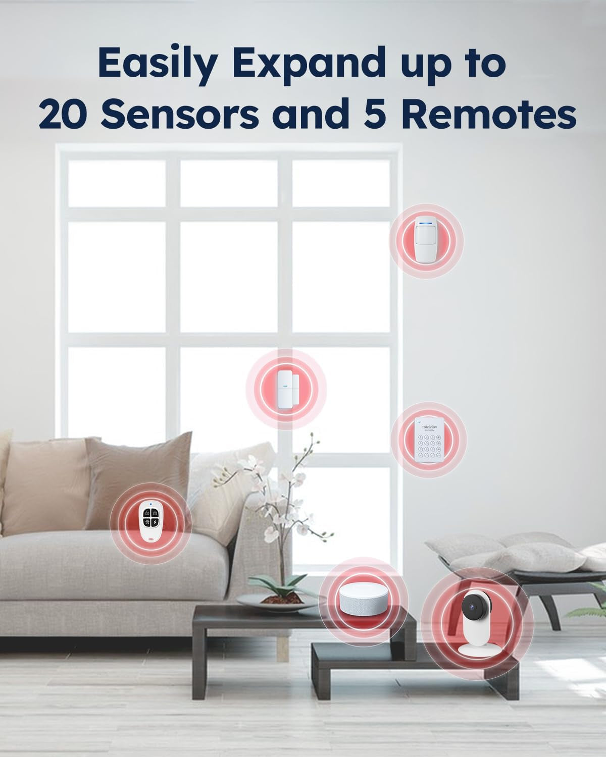 Wifi Door Alarm System, Wireless DIY Smart Home Security System, with Phone APP Alert, 8 Pieces-Kit (Alarm Siren, Door Window Sensor, Remote), Work with Alexa, for House, Apartment, by
