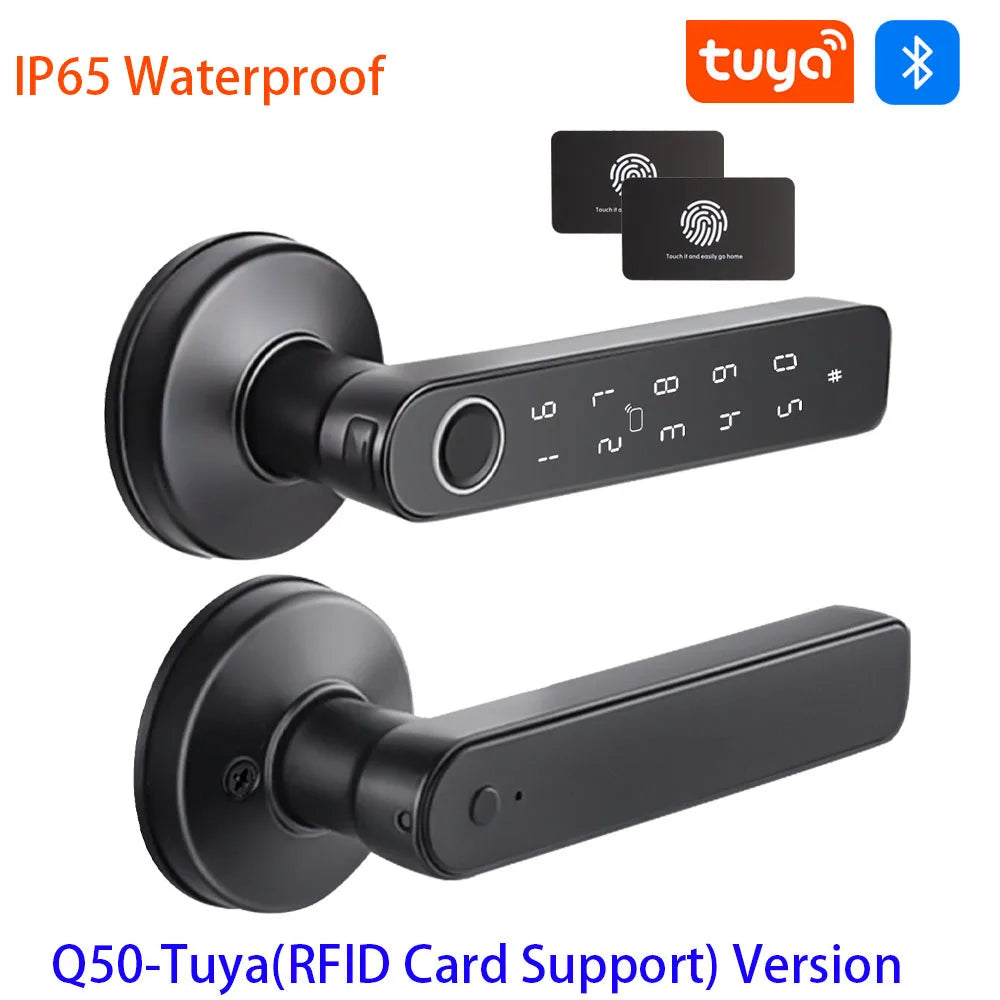 Ttlock/Tuya APP Smart Fingerprint Lock Password Code Door Lock Bluetooth Biometric Fingerprint Lock Electronic Handle Lock