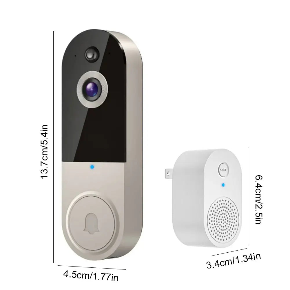 1080P Smart Video Doorbell Camera Wireless Wi-Fi Video Safedoorbell AI Motion Detection Night Vision Two-Way Audio Camera Chime