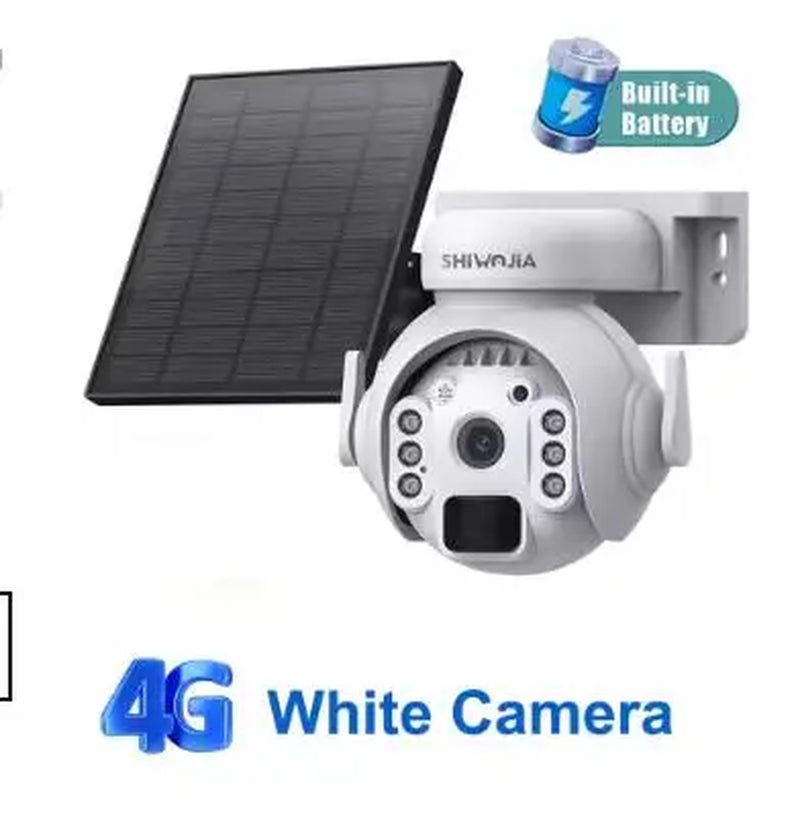 SHIWOJIA 5MP 4G SIM Solar Security Camera Outdoor 360° PTZ Wifi Wireless Surveillance Camera PIR Motion Detection Two-Way Audio