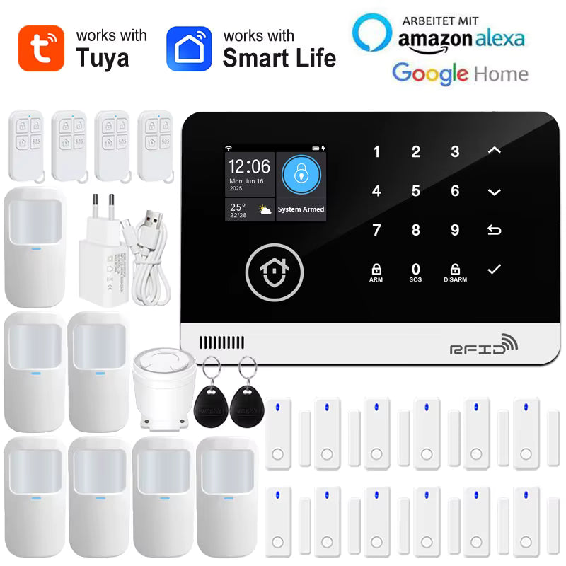Smart Touch Alarm System – WiFi + GSM, RFID Access, Tuya App, Alexa Compatible