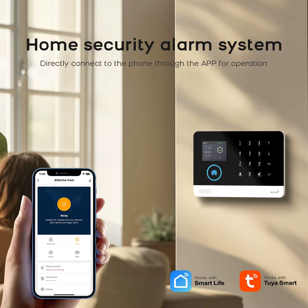 Smart Home Alarm System – WiFi + GSM, Motion Sensors, Tuya App, Alexa Compatible