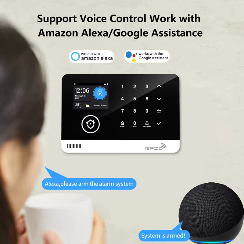 Smart Touch Alarm System – WiFi + GSM, RFID Access, Tuya App, Alexa Compatible