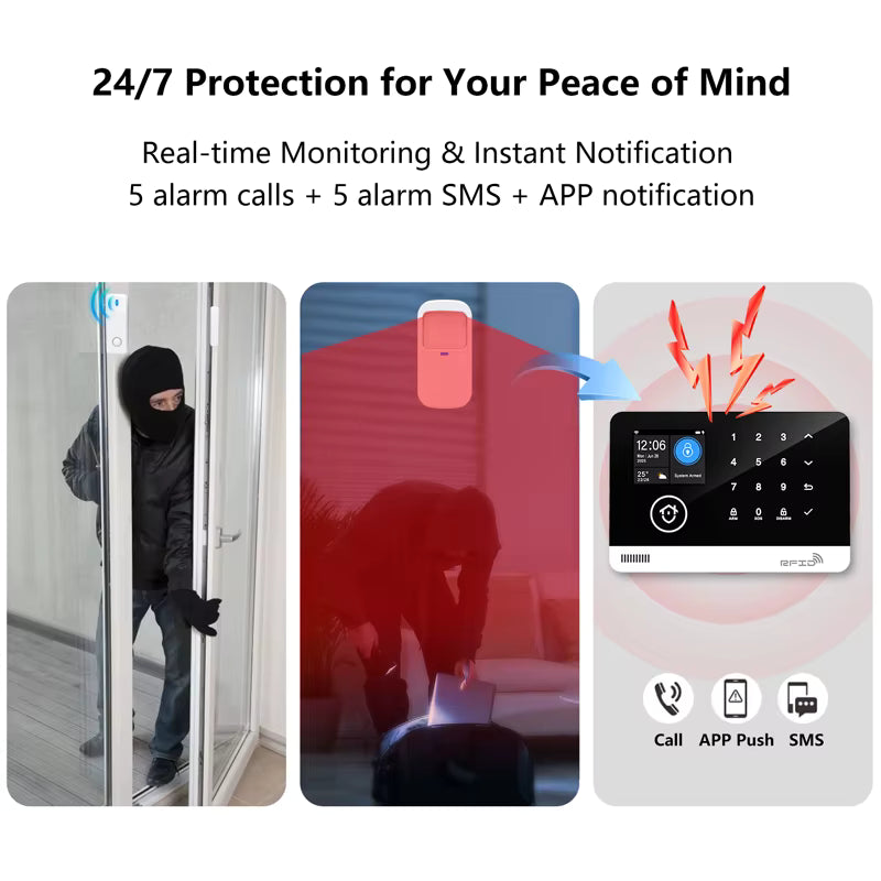 Smart Touch Alarm System – WiFi + GSM, RFID Access, Tuya App, Alexa Compatible