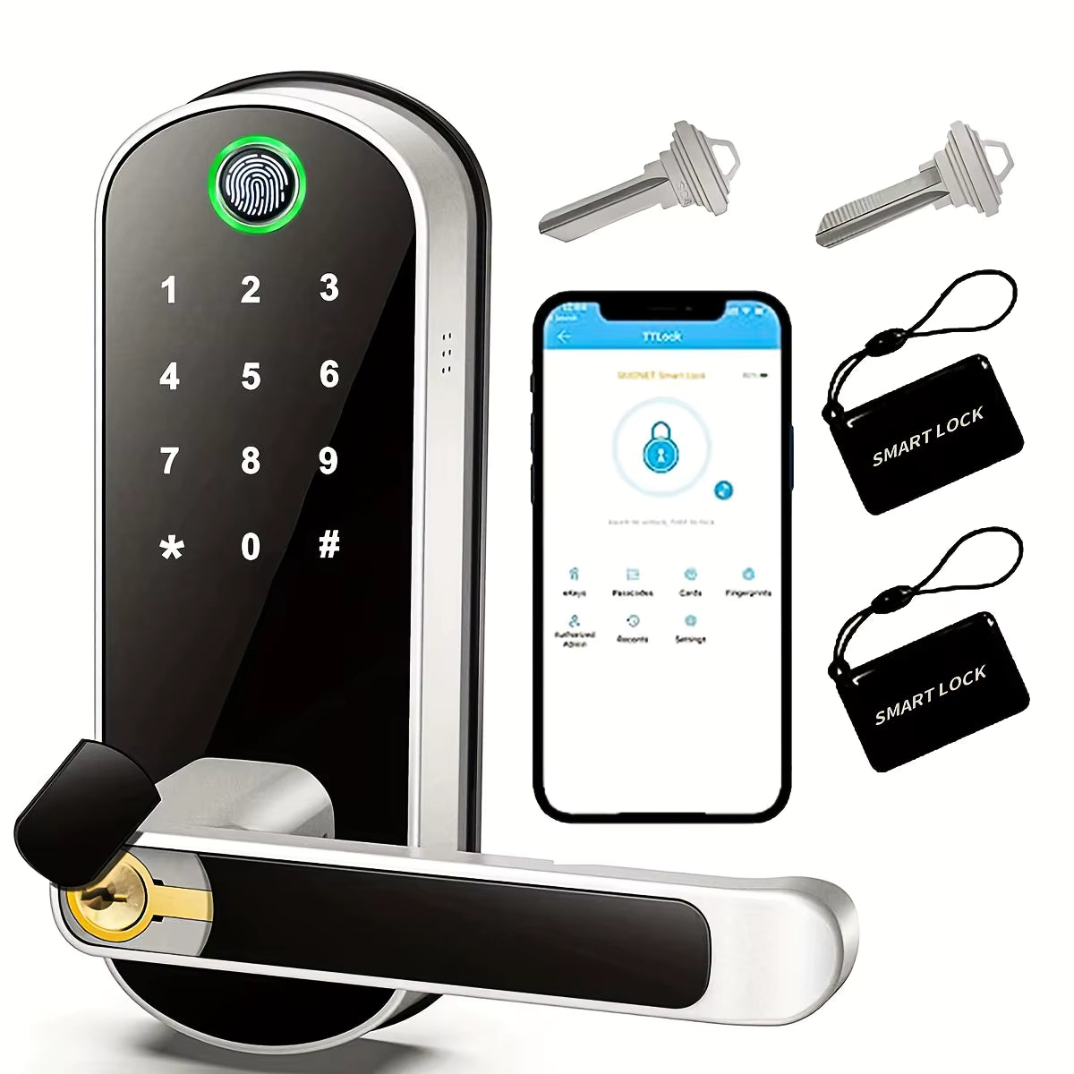 Smart WiFi Fingerprint Door Lock – Keyless Touchscreen, NFC, IP67 Waterproof, Tuya App