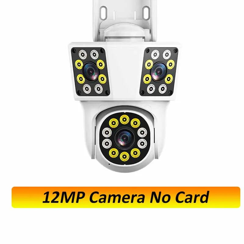 6K 12MP WiFi Outdoor Camera 3 Lens 3 SCREENS Ai Motion Tracking  PTZ 4K Video Camera Security surveillance Camera IPC360 Home