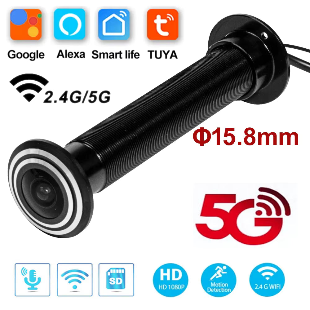 Smart WiFi Peephole Camera – 5G/2.4G, Wide Angle, Tuya App, Wireless Door Viewer