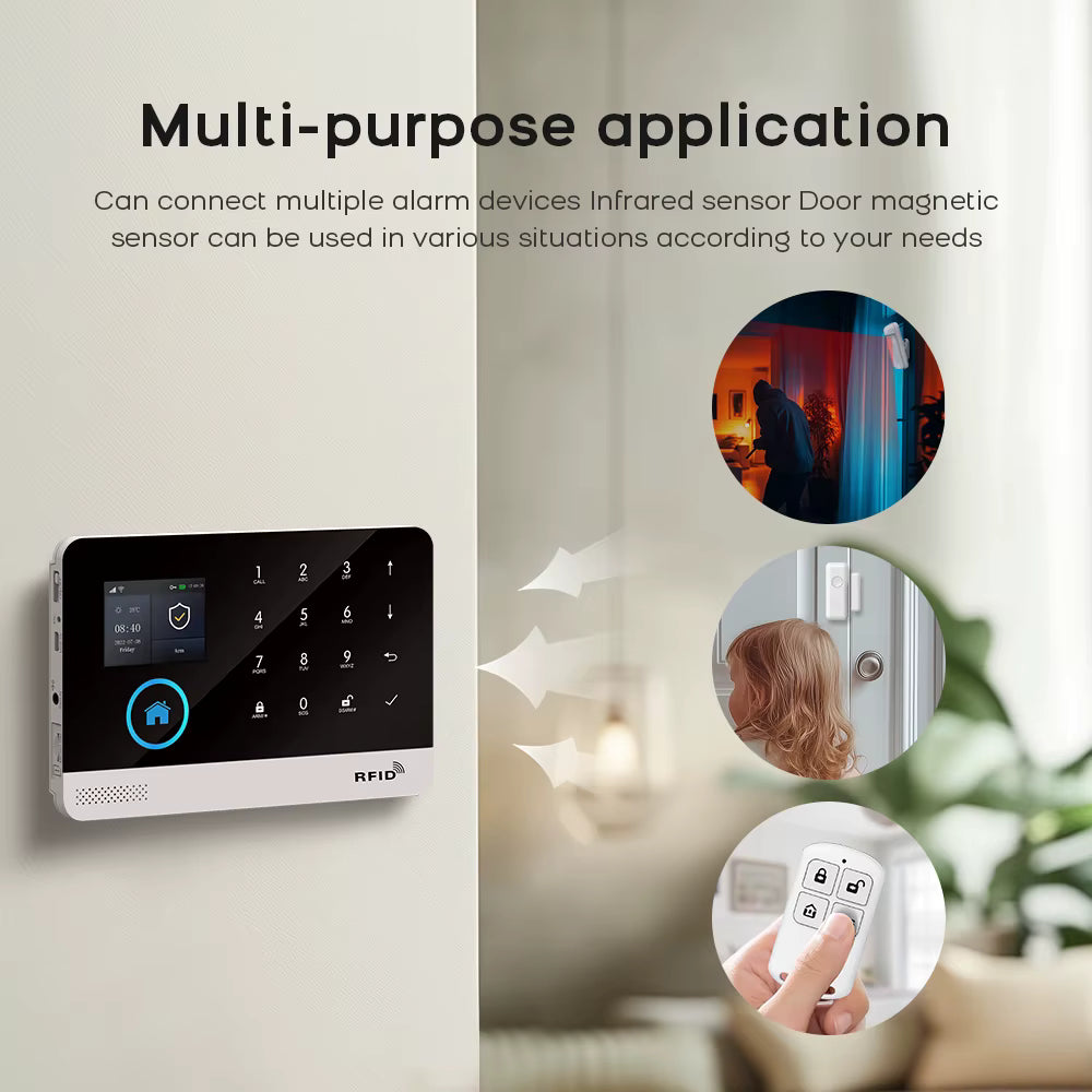 Smart Home Alarm System – WiFi + GSM, Motion Sensors, Tuya App, Alexa Compatible