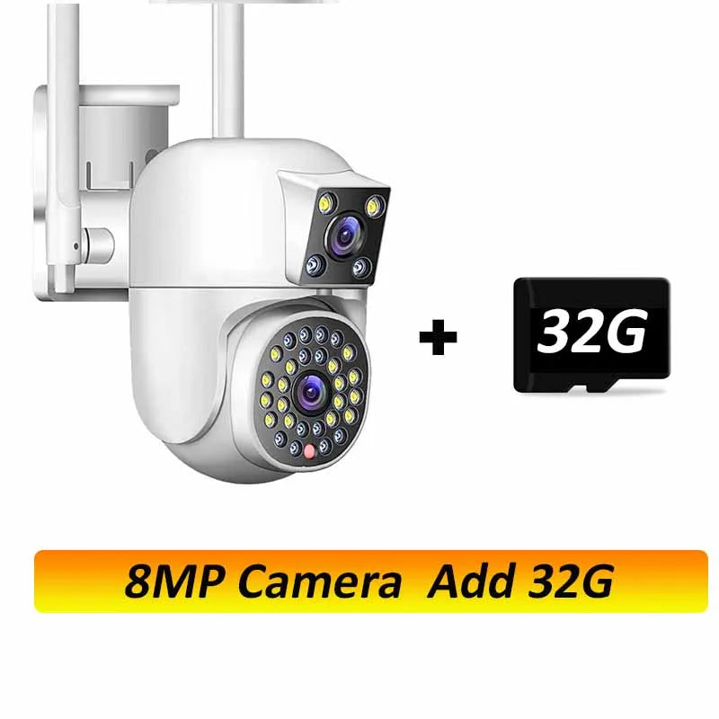 6K 12MP WiFi Outdoor Camera 3 Lens 3 SCREENS Ai Motion Tracking  PTZ 4K Video Camera Security surveillance Camera IPC360 Home