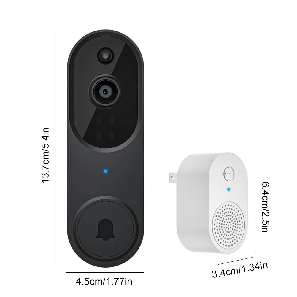 1080P Smart Video Doorbell Camera Wireless Wi-Fi Video Safedoorbell AI Motion Detection Night Vision Two-Way Audio Camera Chime