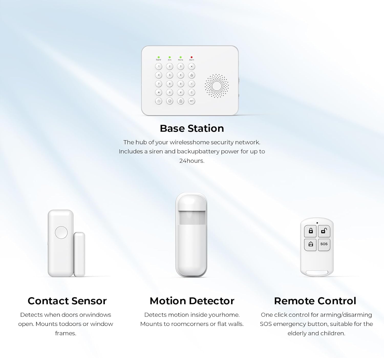 Wireless Home Security System Wifi/4G Home Alarm System with Phone APP Alert | Voice Control | No Subscription Fees | 24/7 Monitoring | Alexa Compatible