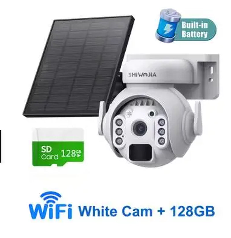 SHIWOJIA 5MP 4G SIM Solar Security Camera Outdoor 360° PTZ Wifi Wireless Surveillance Camera PIR Motion Detection Two-Way Audio