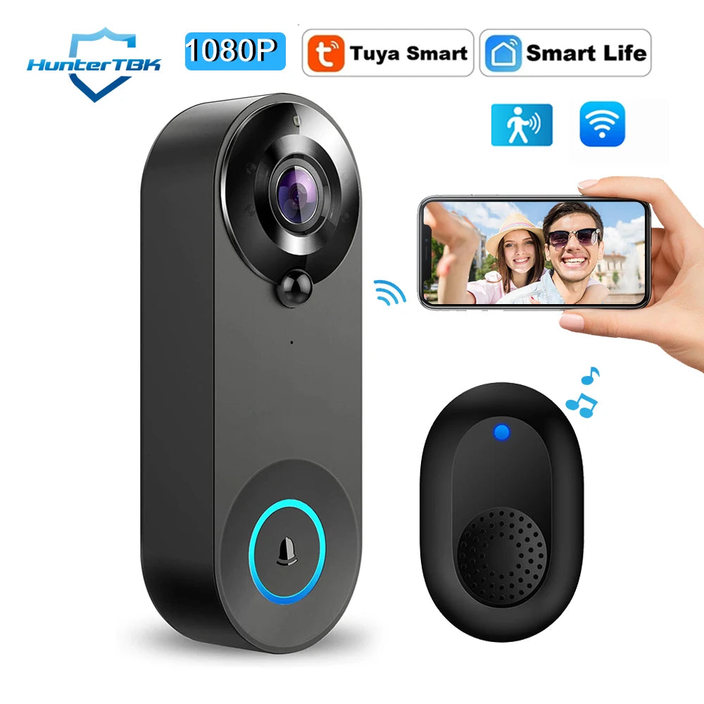 1080P Wireless Video Doorbell Camera Wifi Smart Door Bell Tuya Smart Home Security Motion Detect Night Vision Intercom Doorbell
