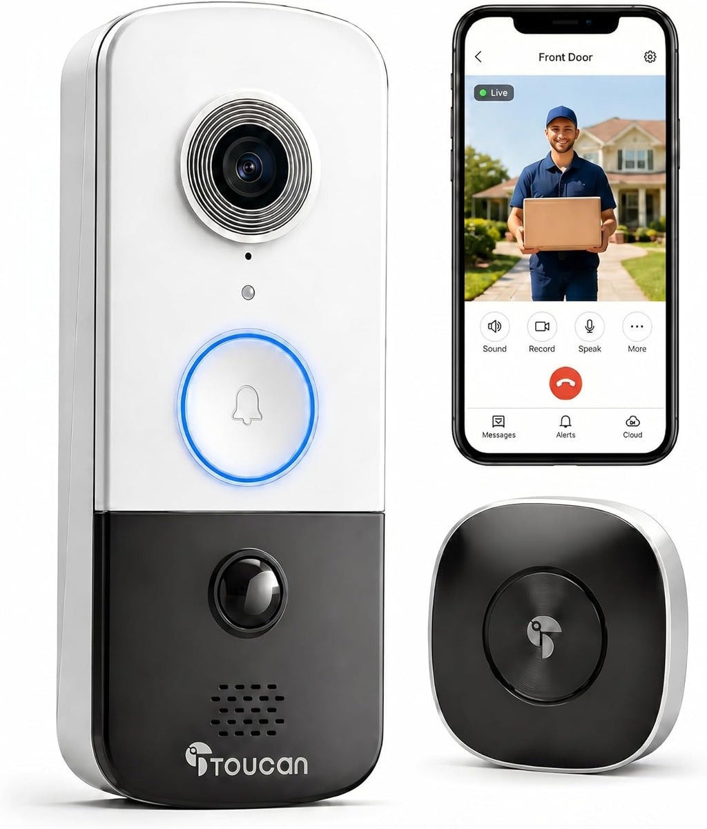 Doorbell Camera, Wireless Video Doorbell with Chime, Doorbell Gen 3 | Parcel Detection, Instant Motion Alerts, 2K HD, 180° View, Night Vision, Works with Alexa & Google Home, Wire-Free for Renter