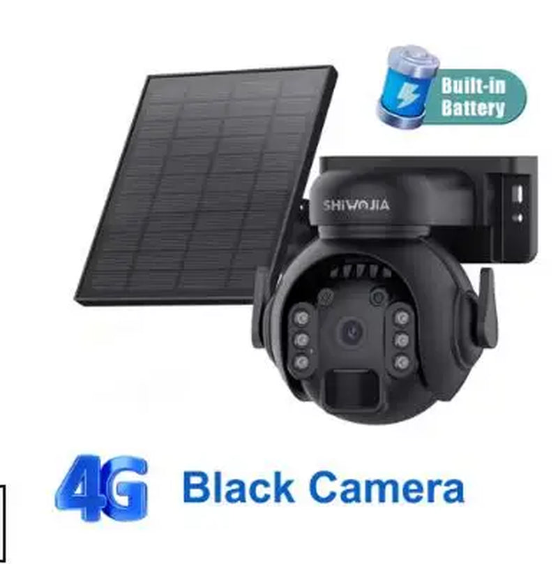 SHIWOJIA 5MP 4G SIM Solar Security Camera Outdoor 360° PTZ Wifi Wireless Surveillance Camera PIR Motion Detection Two-Way Audio