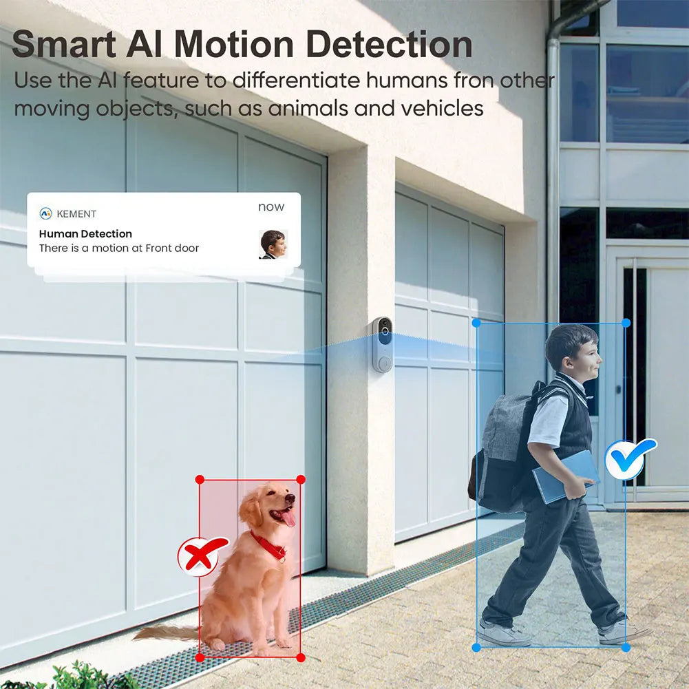1080P Smart Video Doorbell Camera Wireless Wi-Fi Video Safedoorbell AI Motion Detection Night Vision Two-Way Audio Camera Chime