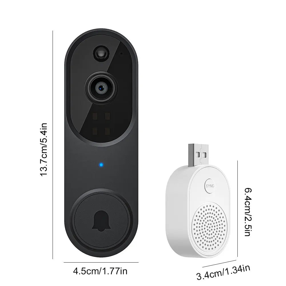 1080P Smart Video Doorbell Camera Wireless Wi-Fi Video Safedoorbell AI Motion Detection Night Vision Two-Way Audio Camera Chime