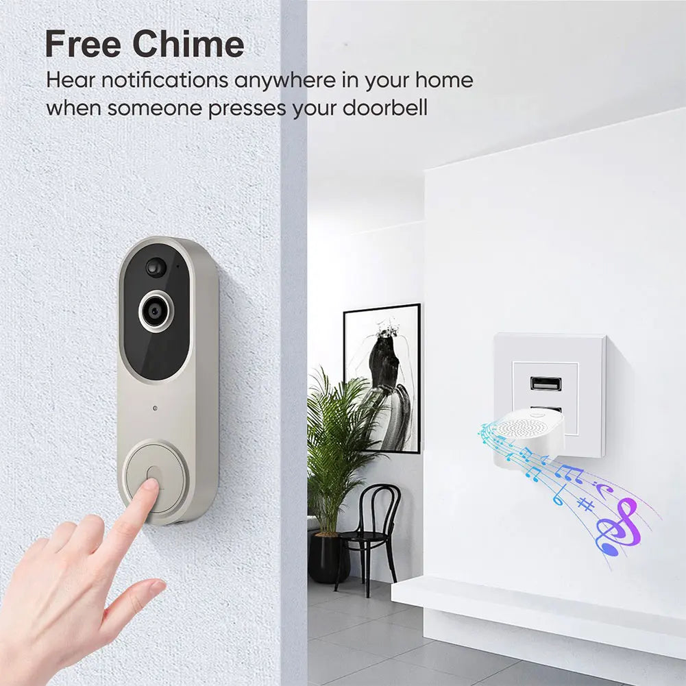 1080P Smart Video Doorbell Camera Wireless Wi-Fi Video Safedoorbell AI Motion Detection Night Vision Two-Way Audio Camera Chime