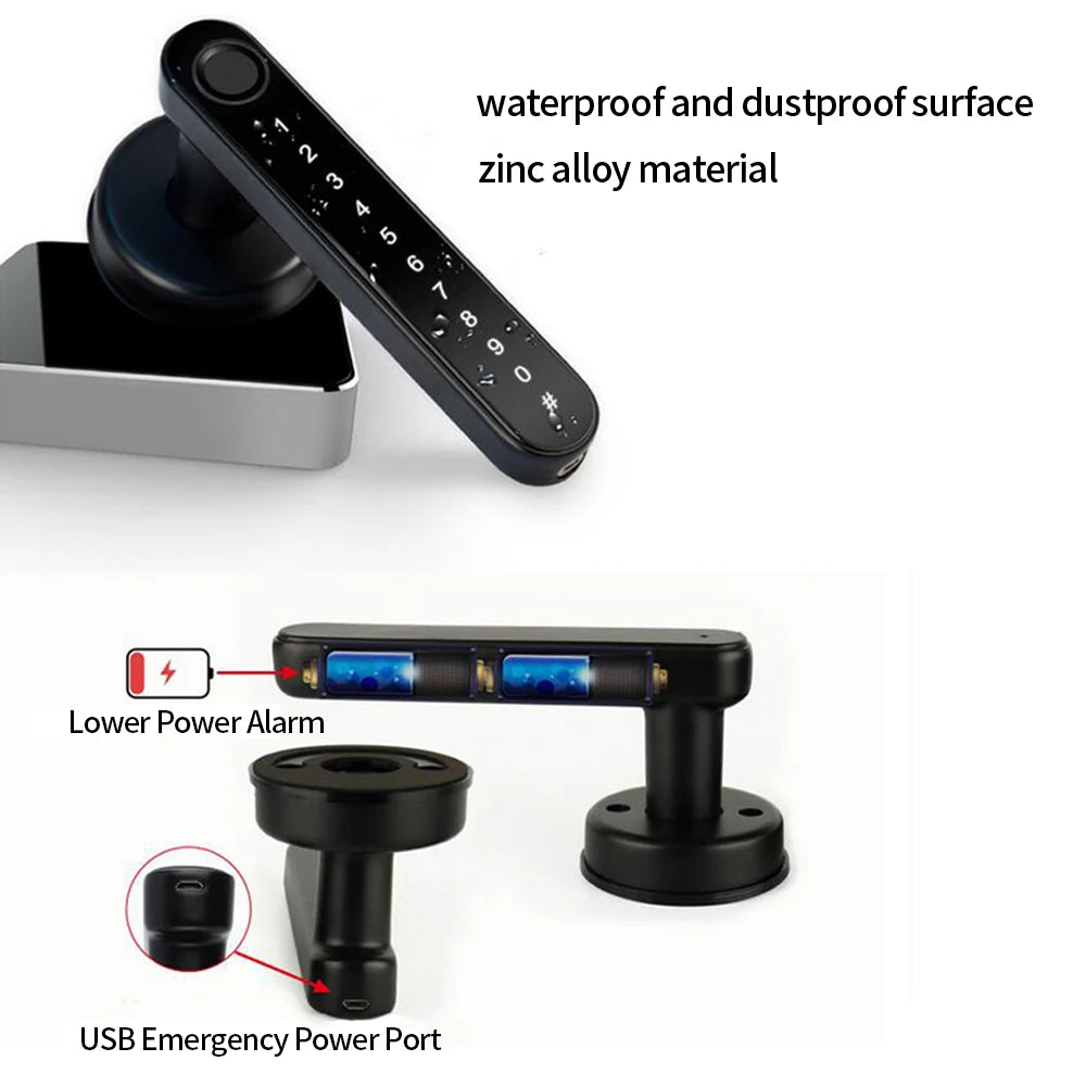 Ttlock/Tuya APP Smart Fingerprint Lock Password Code Door Lock Bluetooth Biometric Fingerprint Lock Electronic Handle Lock